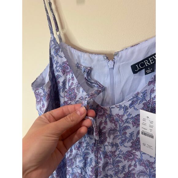 J.Crew NWT Sz S Tiered tie-waist dress in dusty periwinkle block print MSRP $198 - Picture 5 of 8